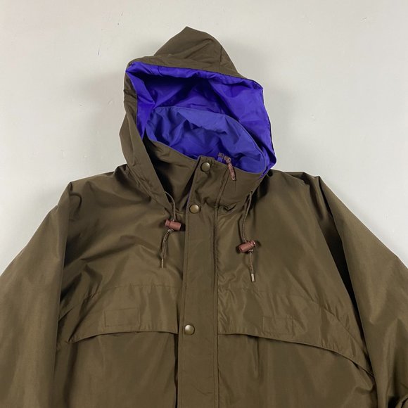 Lands' End Packable Mountain Lite Parka Jacket Men's Medium Brown Purple Nylon - Picture 2 of 15